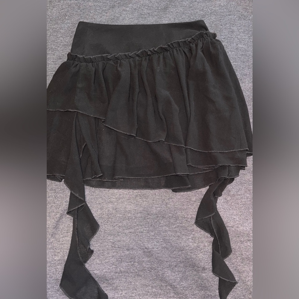 Black Layered Skirt with Ruffle Details